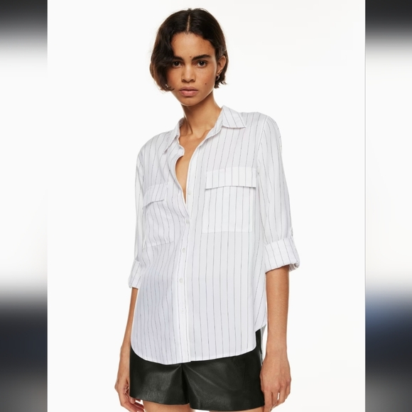 Babaton Aritzia Utility Button Down Striped Long Sleeve Blouse XS - Picture 1 of 6